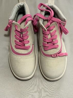 Billy Footwear Kids Canvas Sneakers in Grey with Pink Accents